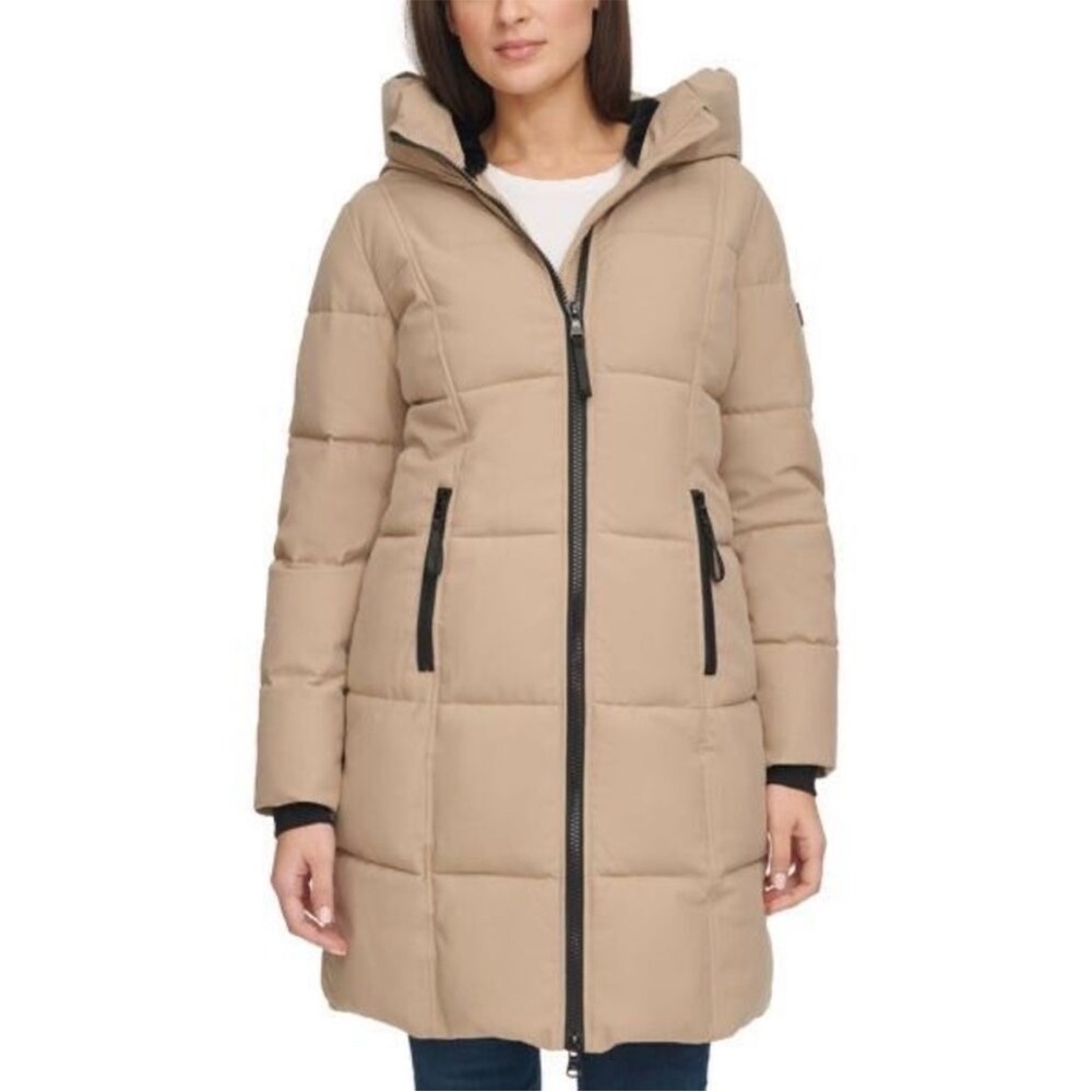 Calvin Klein Oxford Puffer Jacket NWT Heavyweight Long Coat Tan - Women's XL